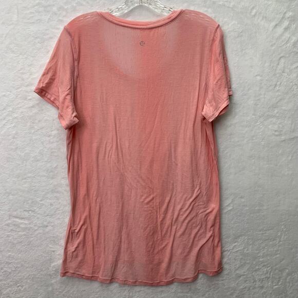 Lululemon Womens Large Light Pink Scoop Neck Burnout Tee Unmarked Size - Picture 2 of 7